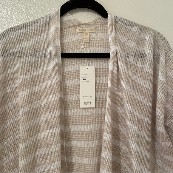 Eileen Fisher Striped Organic Linen Cardigan XS - Picture 4 of 10